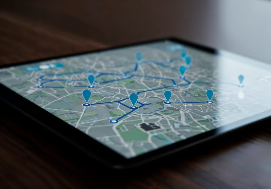 GPS markers on a tablet