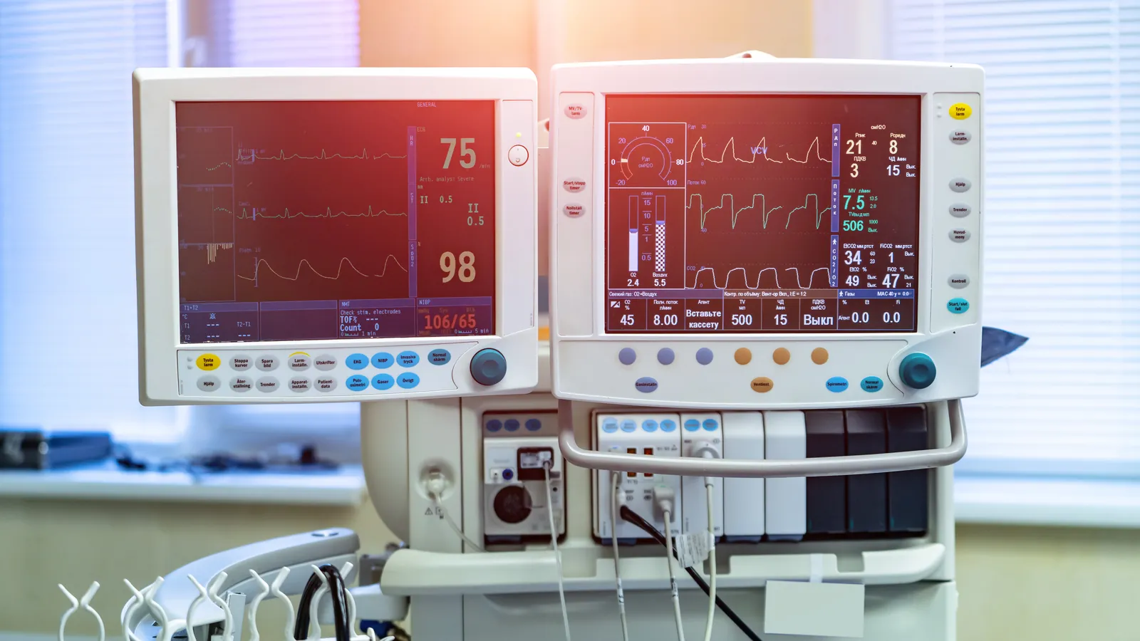 Patient monitoring equipment in a hospital room